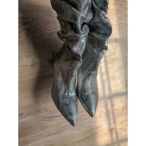 Paris Texas Metallic Python Snake Silver Slouchy Boots - Picture 4 of 12